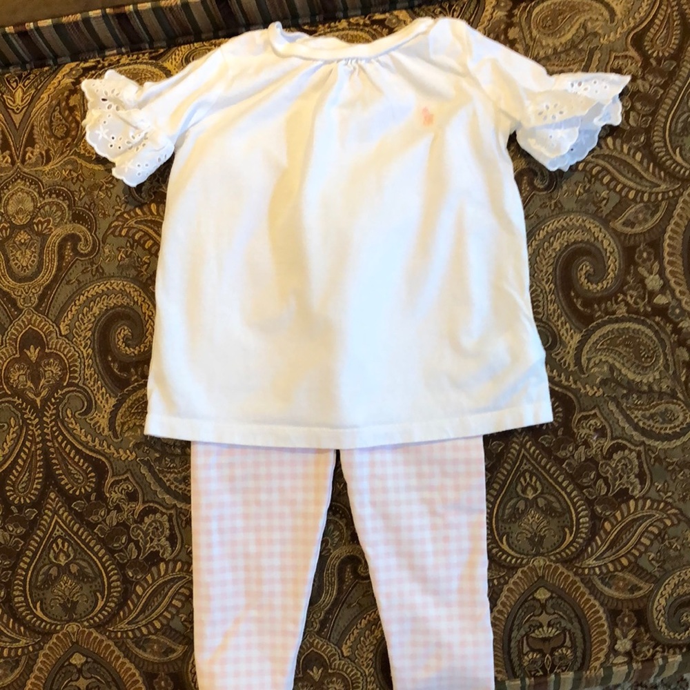 Ralph Lauren set 24 months pink and white gingham
